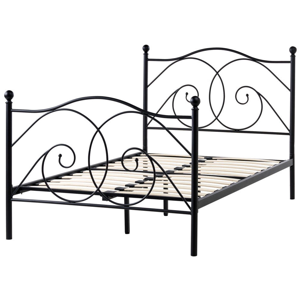 Letto matrimoniale 120 x 200 cm Rete a doghe con struttura in metallo Nero Retro