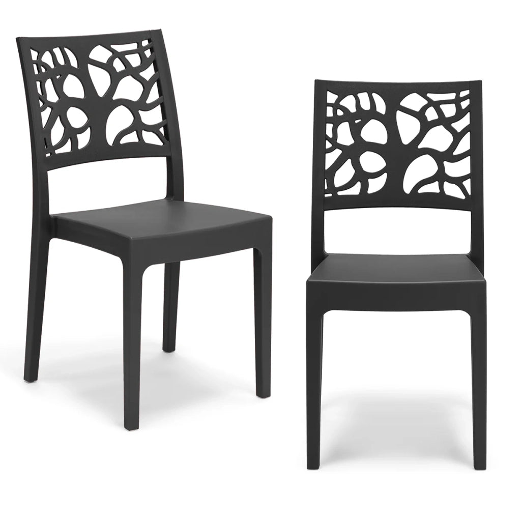 Set 2 sedie in polipropilene TETI, impilabile, resistente ai raggi UV, design moderno, ideale per sala da pranzo, cucina, sala d’attesa, bar, ristoranti o giardino, colore Ghisa