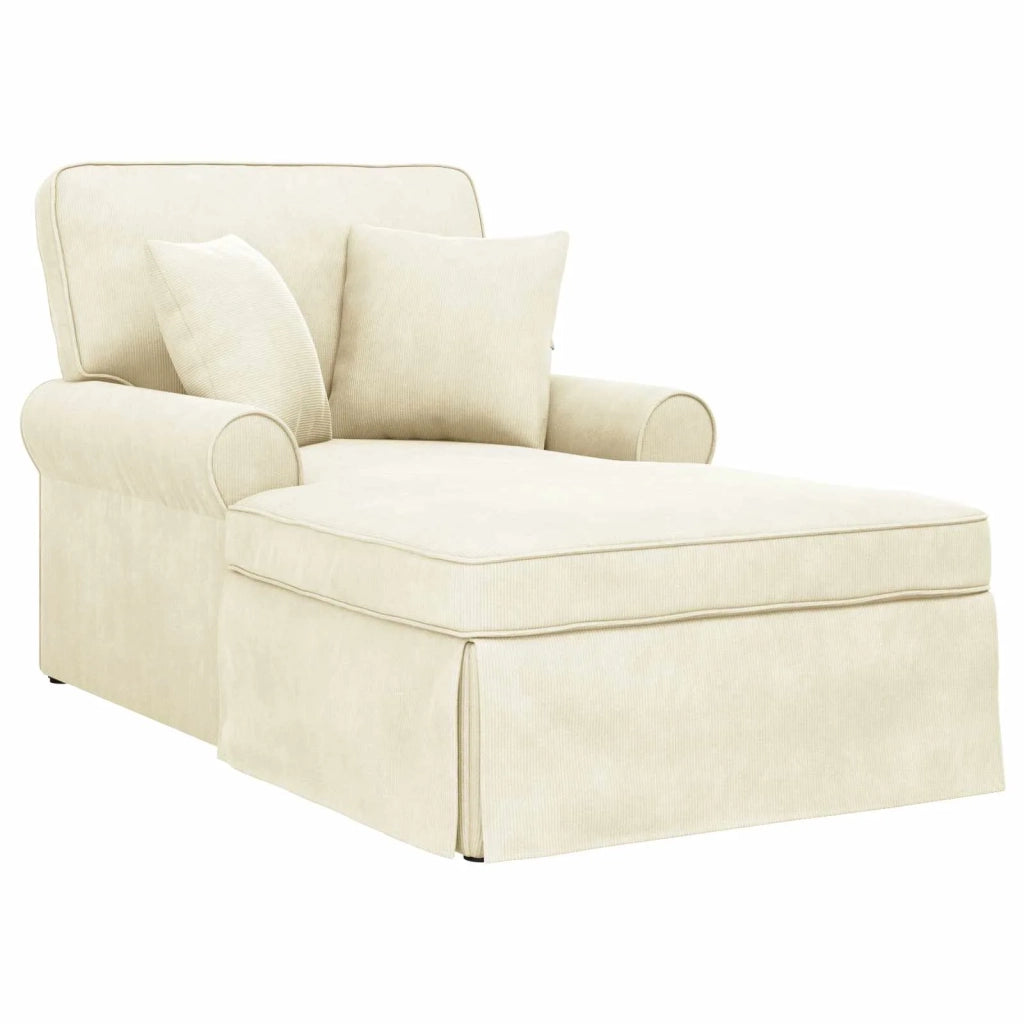 Chaise Longe con Gonna con cuscino 3 pcs Crema Tessuto in Cords 42022950