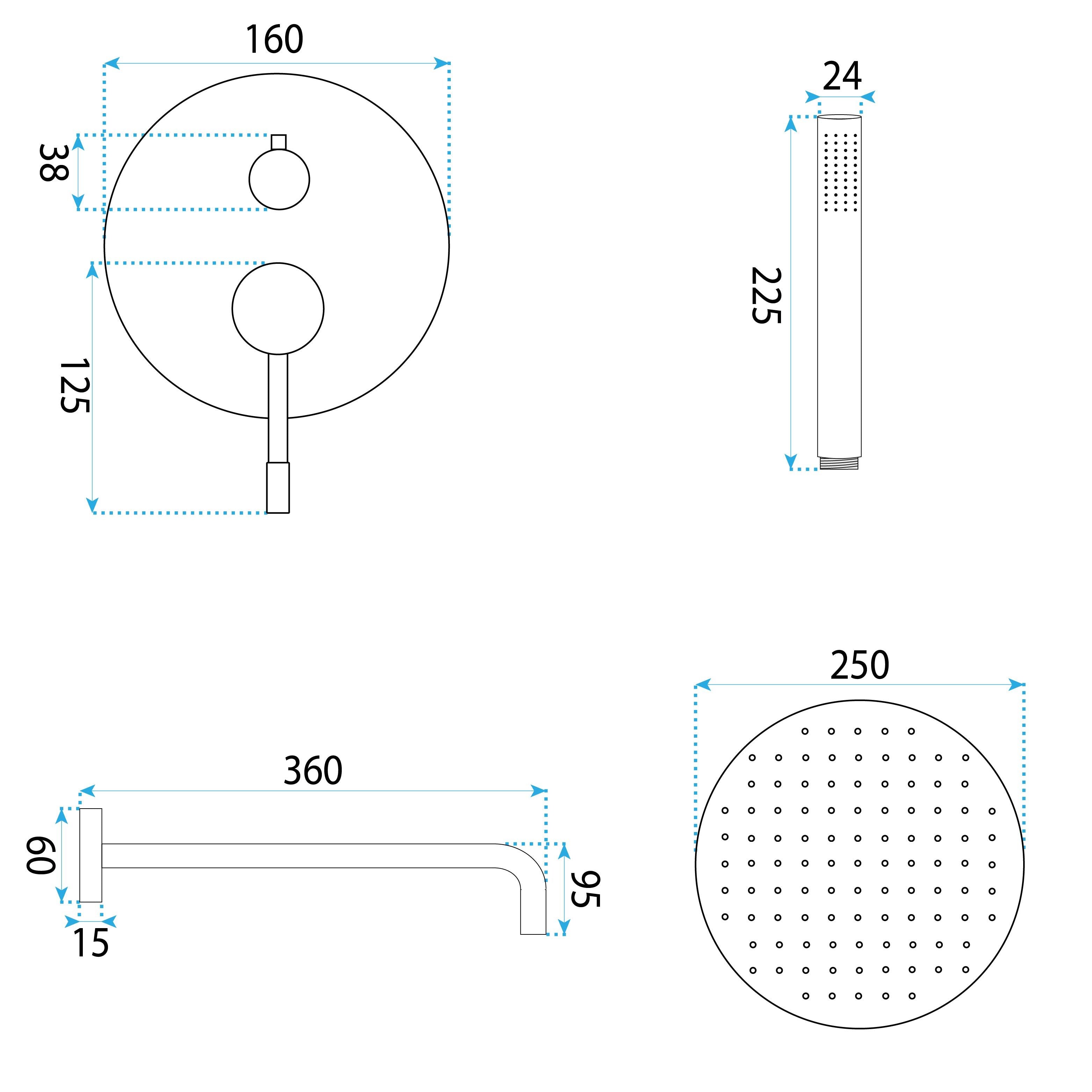 Set Doccia Da Incasso Rea Lungo Diamond Chrome + Box