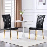 Set di 2 sedie da pranzo imbottite - Xylo - Pelle sintetica effetto alligatore, decorazioni cristallo, gambe dorate