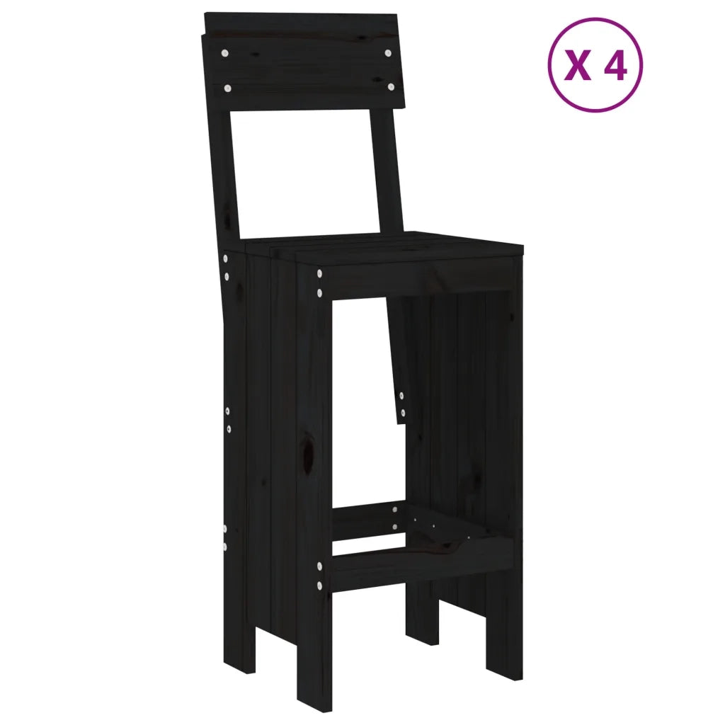 Set Bar da Giardino 5 pz Nero in Legno Massello di Pino 3157803