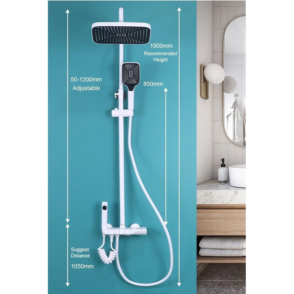 Trade Shop - Set Saliscendi Bagno Colonna Doccia Rubinetto Soffione Doccetta Bidet Bianco 87345 -