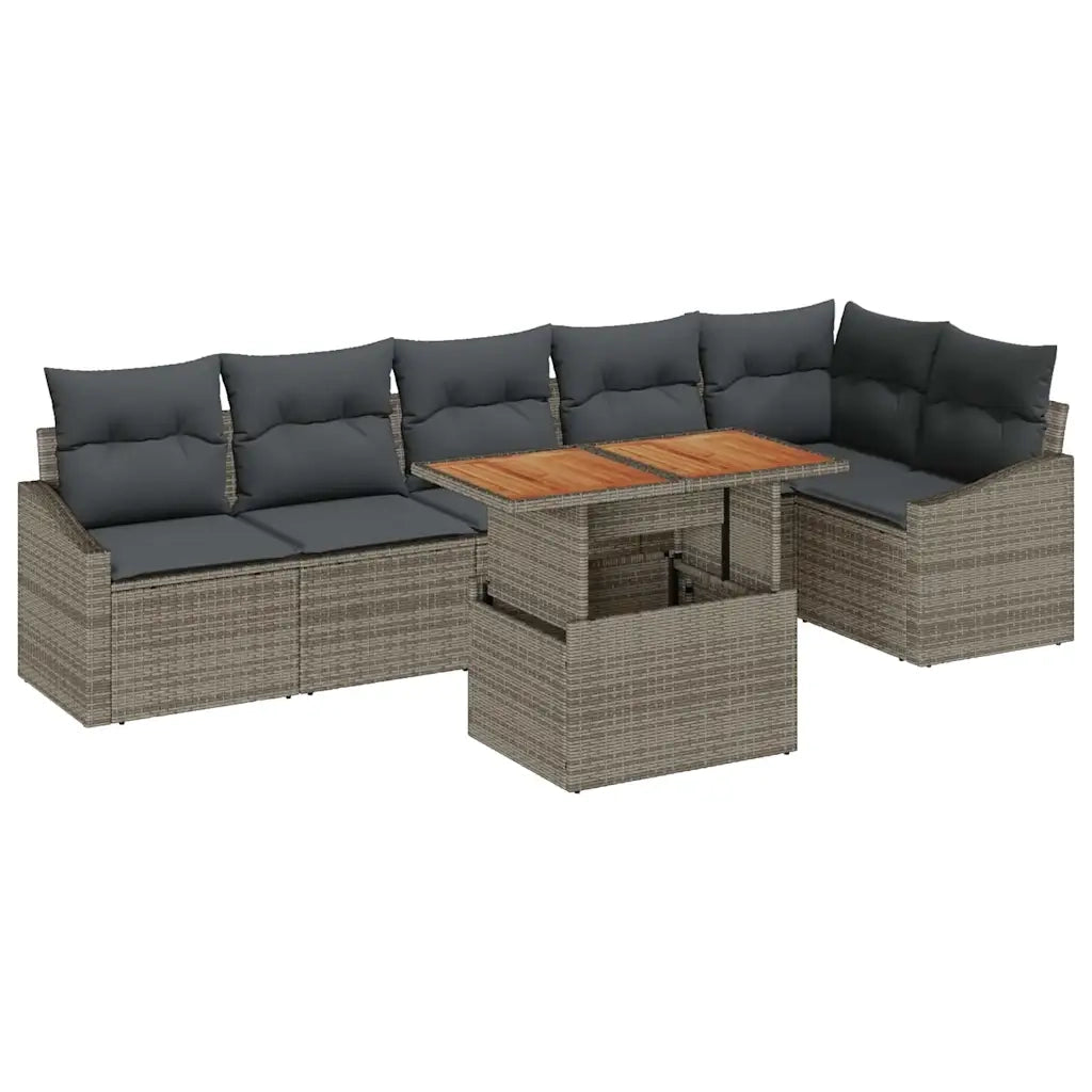 Set da Pranzo per Giardino con cuscino 7 pcs Grigio e Marrone 3349845