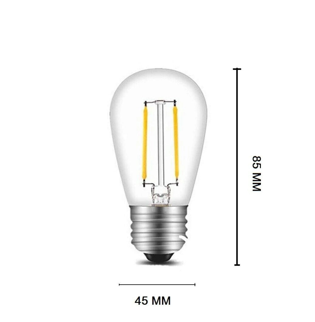 KIT 10 LAMPADA LED FILAMENTO VINTAGE RETRO BULBO E27 LAMPADINA LUCE DA 2 WATT LED LUCE CALDA 2700K