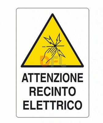 CARTELLO RECINTI ELETTRICI CM. 20x30 5 PEZZI ATTENZIONE RECINTO ELETTRICO