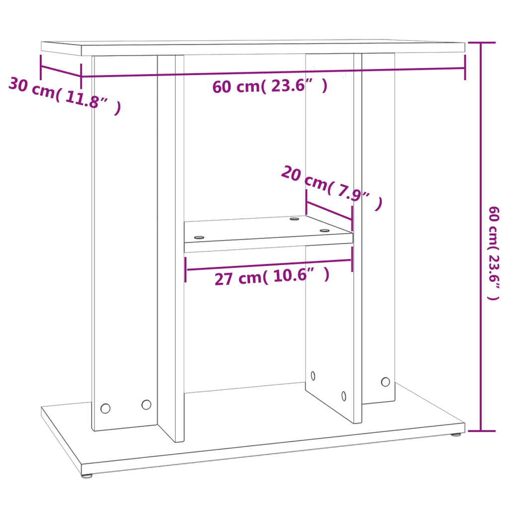Supporto per acquario in cemento grigio 60x30x60 cm in legno ingegnerizzato CFW8279297