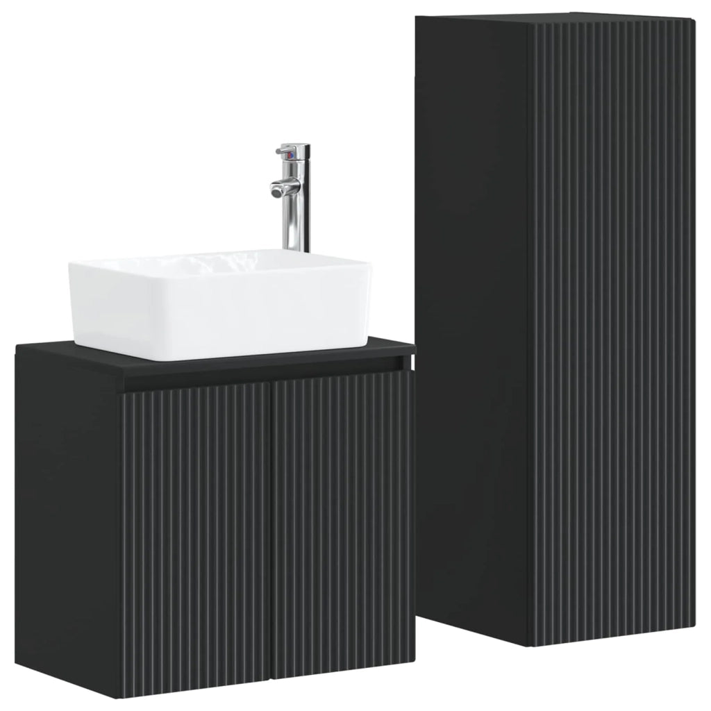 Set di mobili per il bagno 2 pz Nero 33 x 34,5 x 100 cm 3406124