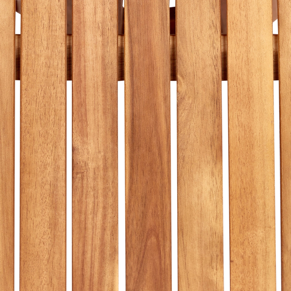 Tavolo da pranzo da giardino in legno chiaro di acacia piano rotondo 120 cm design a doghe per interni esterni