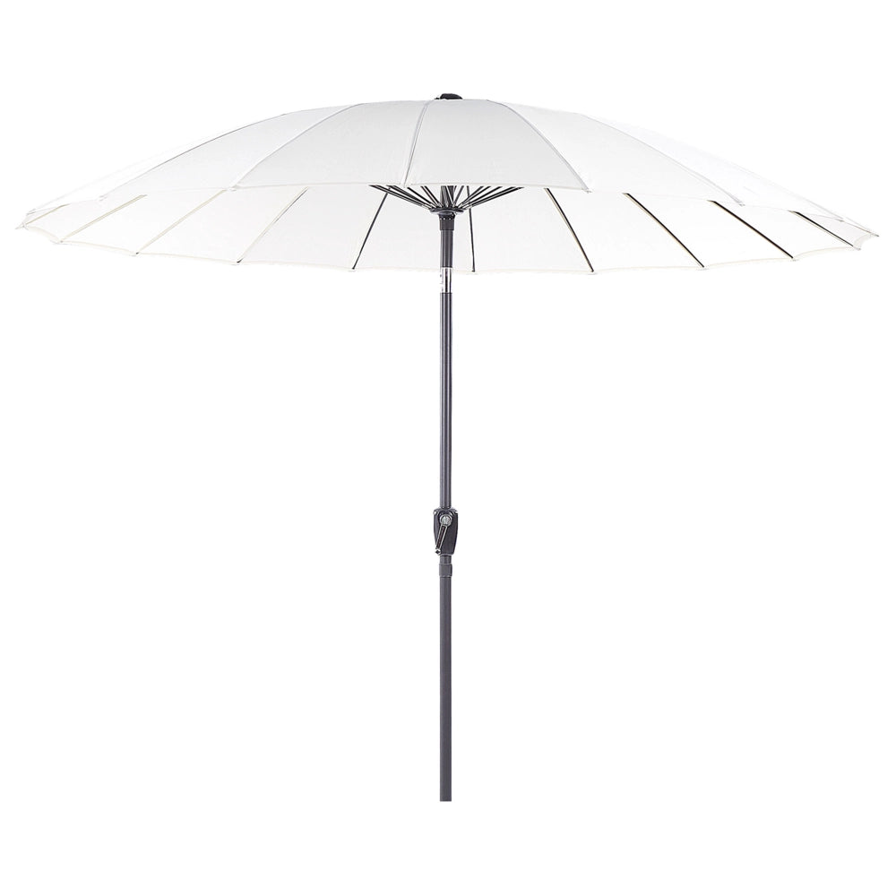 Ombrellone tessuto beige chiaro palo in acciaio ⌀ 255 cm ottagonale da esterno a manovella inclinabile resistente ai raggi uv