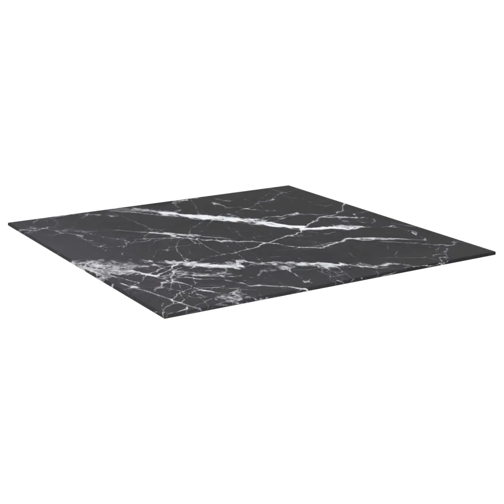 Piano Tavolo Nero 80x80 cm 6 mm Vetro Temperato Design Marmo 322273