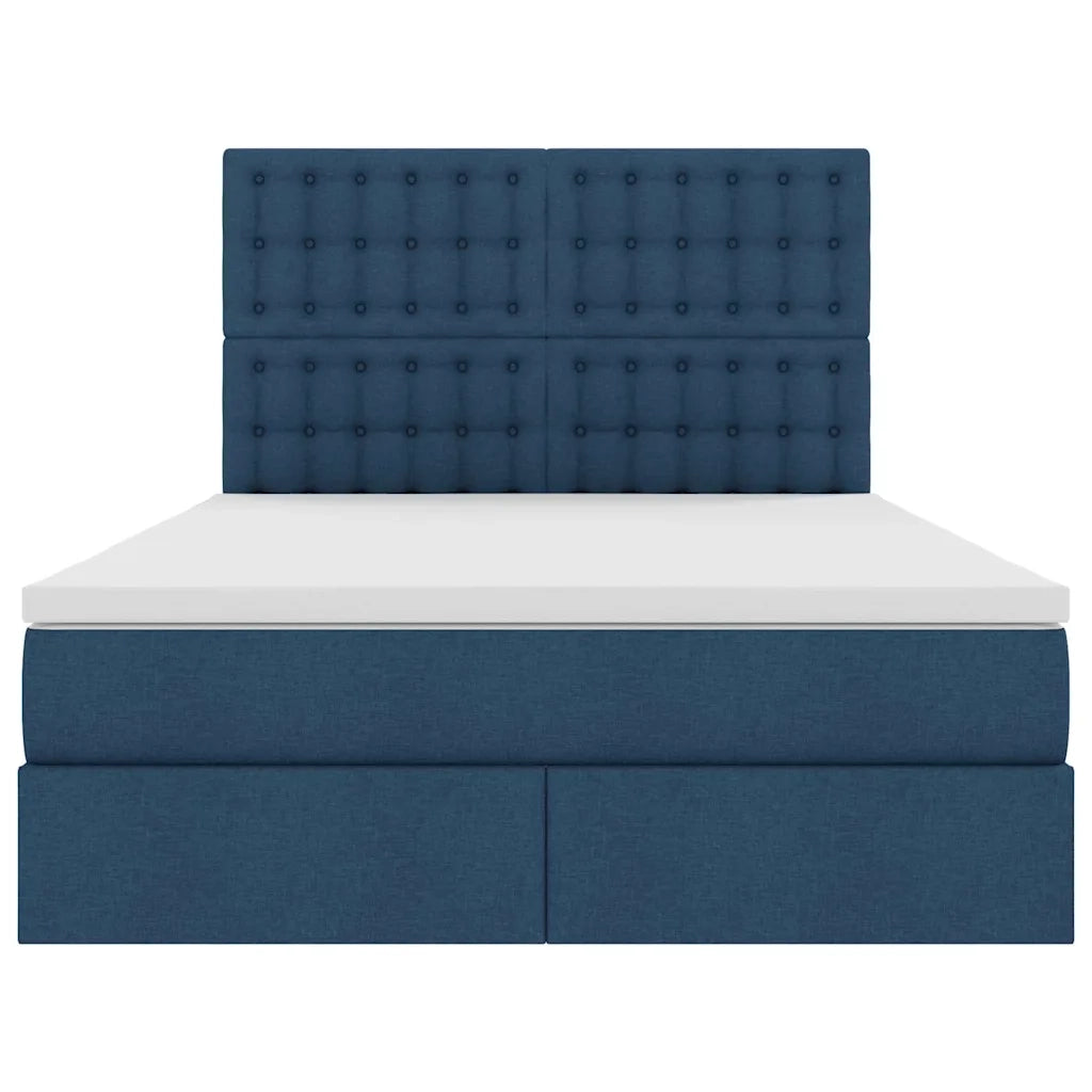 Letto con contenitore LED e materasso Blu 140 x 200 cm Tessuto