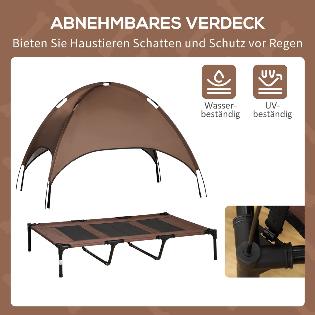 Letto per cani con baldacchino ¨C zephmum ¨C grigio tessuto 122x92x108 cm