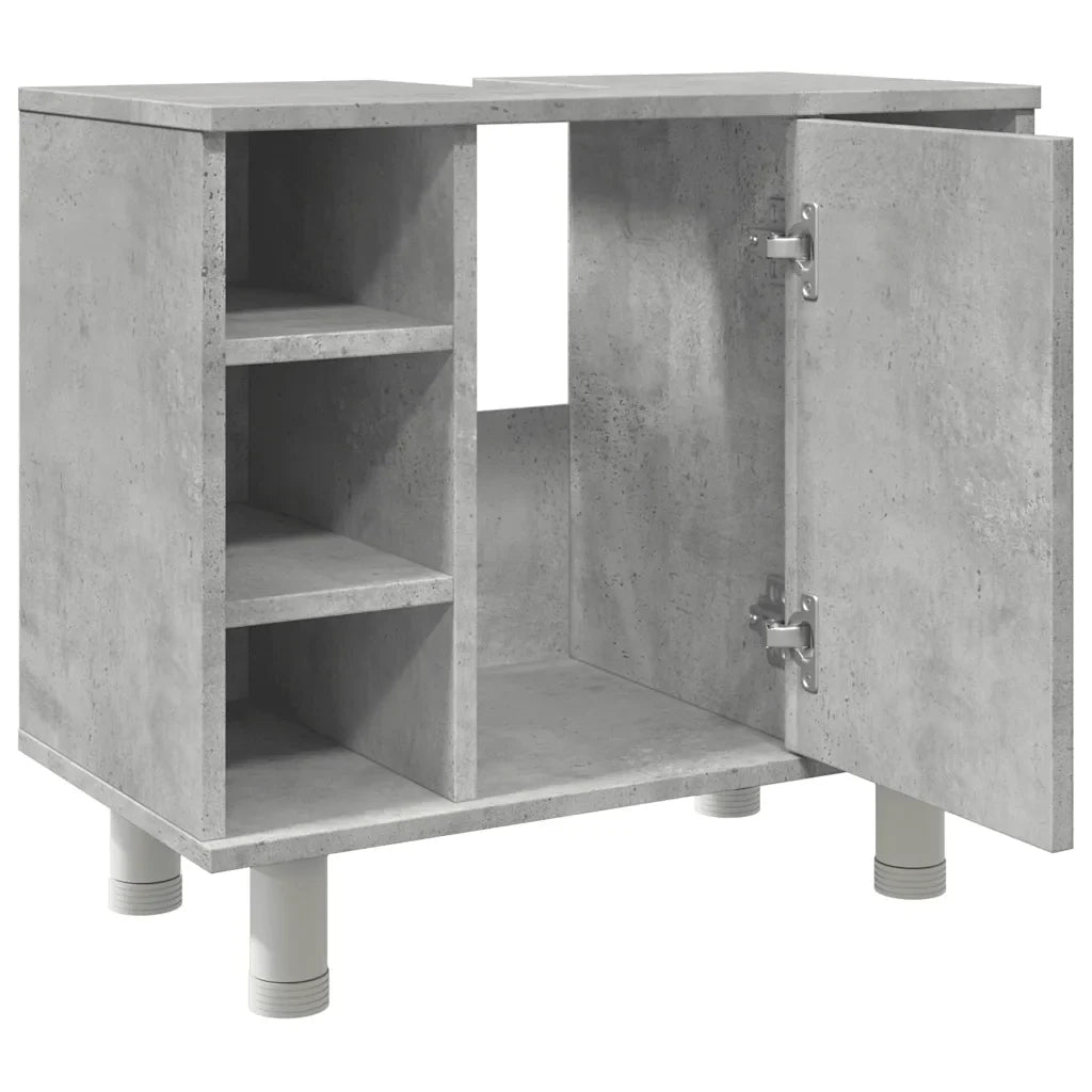 Mobiletto da bagno salvaspazio di design 60 x 32 x 53,5 cm realizzato in legno composito color grigio cemento 02_0050776