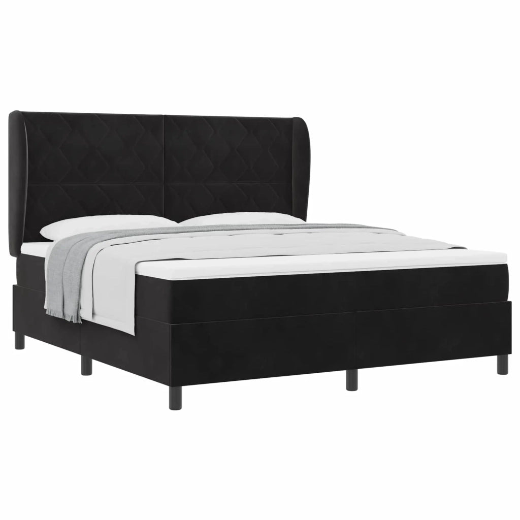 Letto a molle con materasso Nero 200 x 180 cm Velluto 3340996