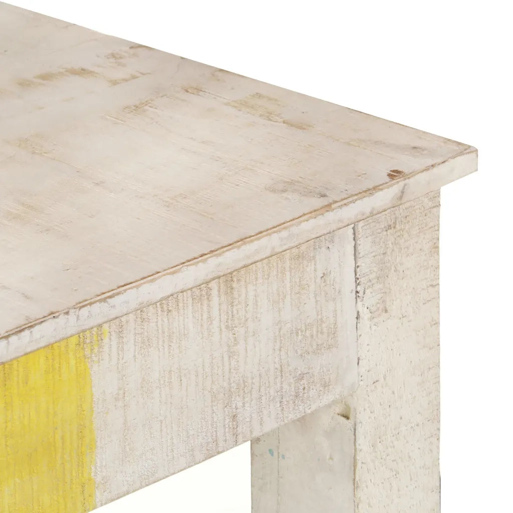 Tavolo Consolle Bianco 115x35x77 cm in Legno di Mango Grezzo 323556