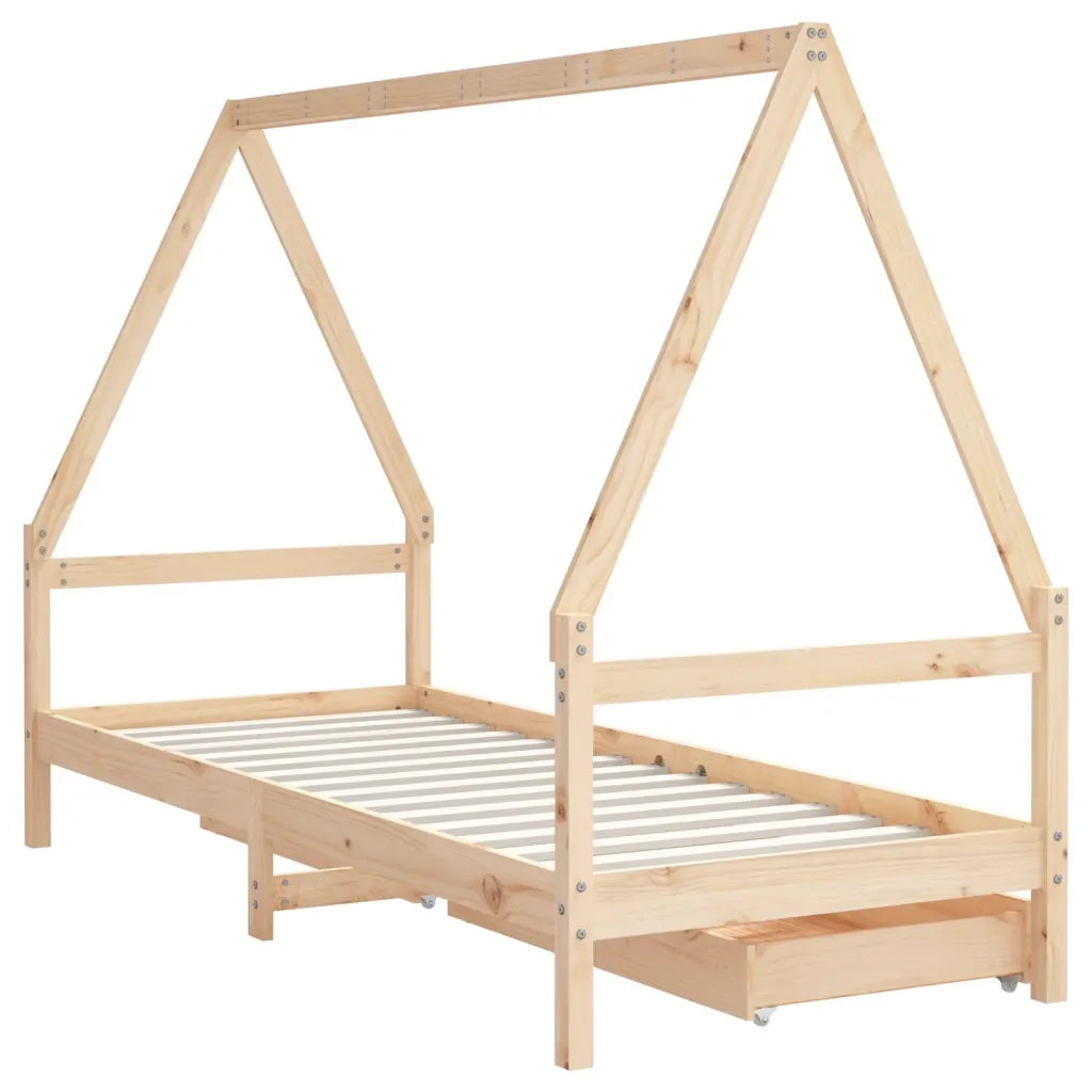 Giroletto Bambini | Letto Infantile | Lettino con Cassetti 90x200 cm Legno Massello di Pino