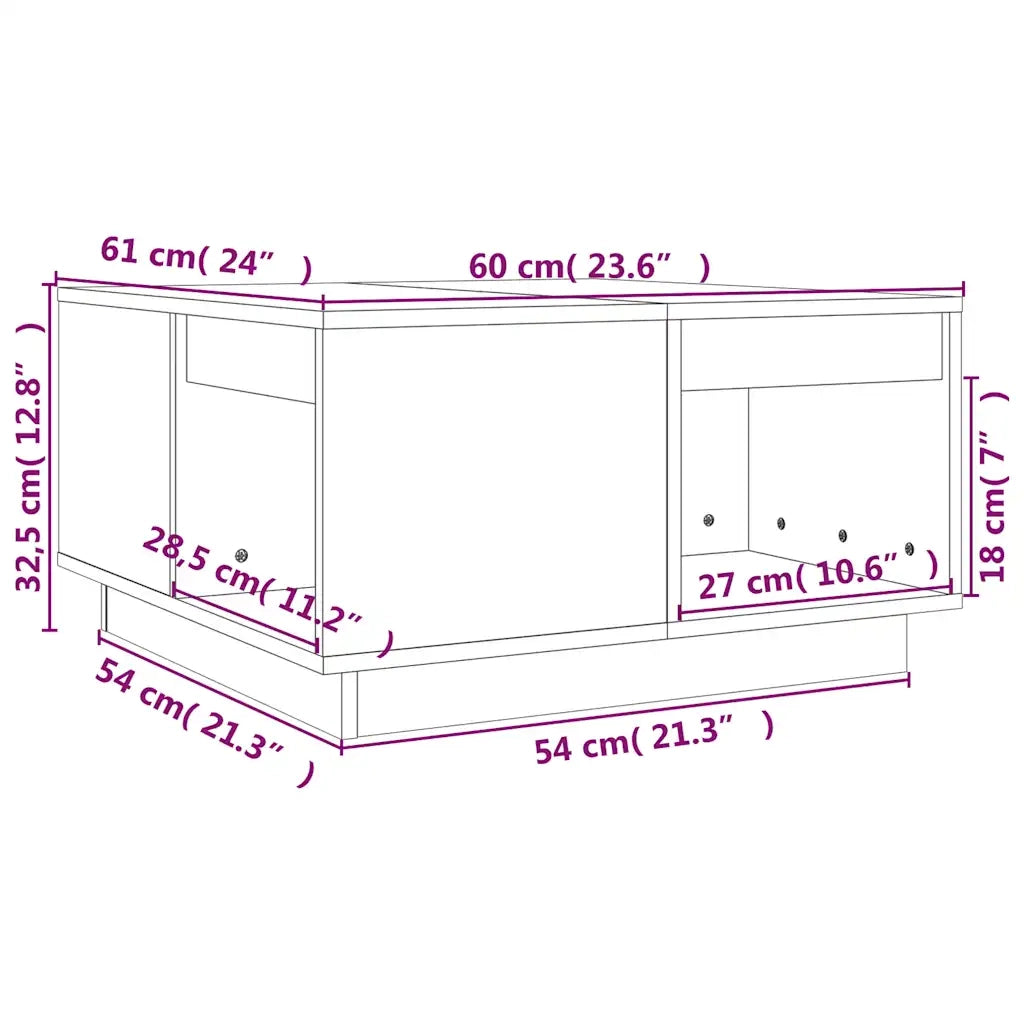 Tavolino da salotto | Tavolino da caff¨¨ | Tavolino da Soggiorno Nero 60x61x32,5 cm Legno Massello di Pino