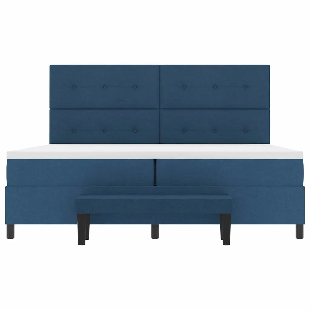 Letto a molle con testiera Blu 200 x 200 cm Tessuto