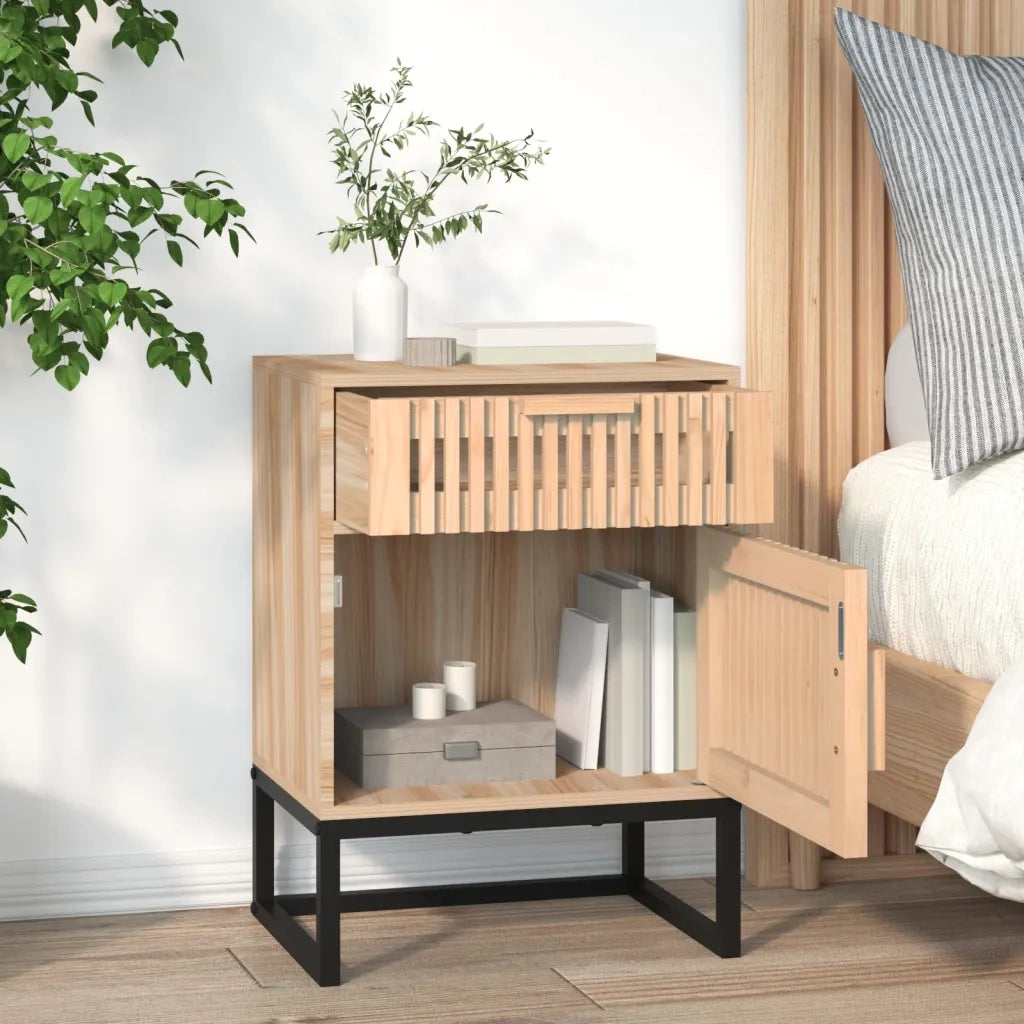 Comodino | Armadio da Notte | Mobiletto da notte 40x30x55,5 cm Legno Multistrato e Ferro