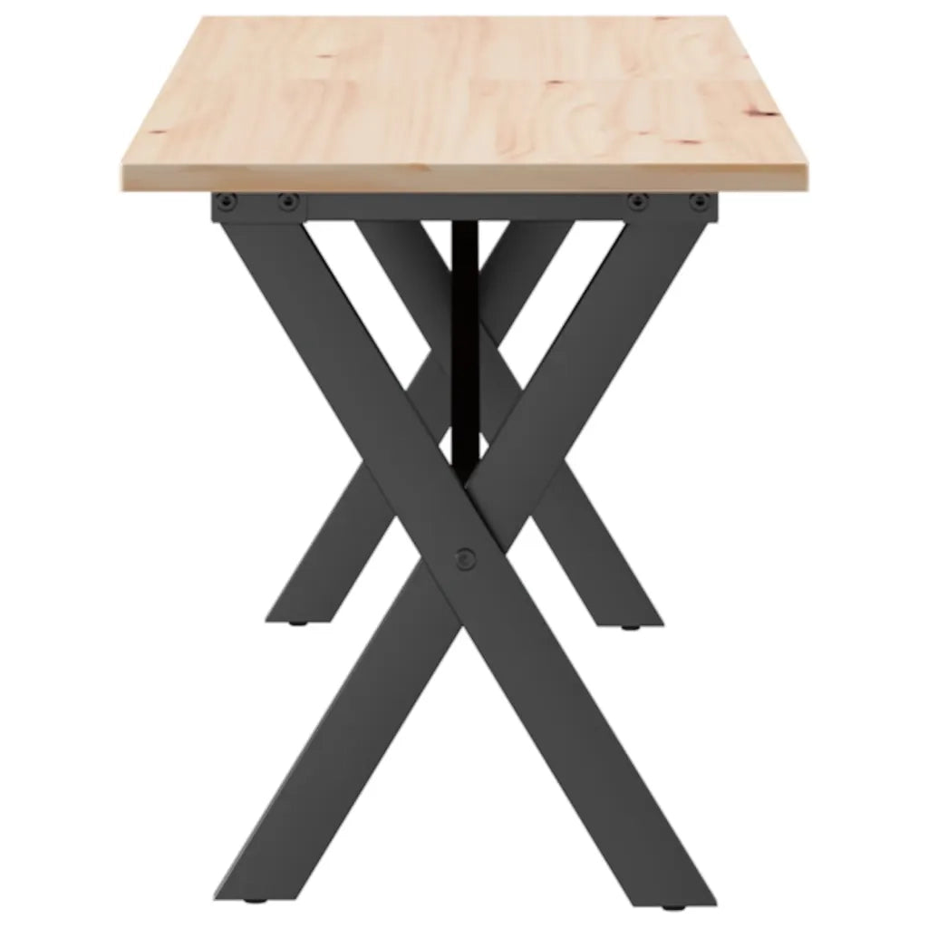 Tavolino Salotto Telaio a X-Tavolino da soggiorno 160x40x45 cm Legno Pino e Acciaio