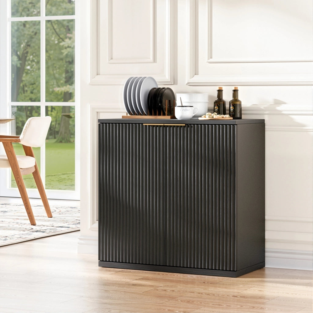 Sideboard a 2 ante in MDF; nero; 80x40x80 cm