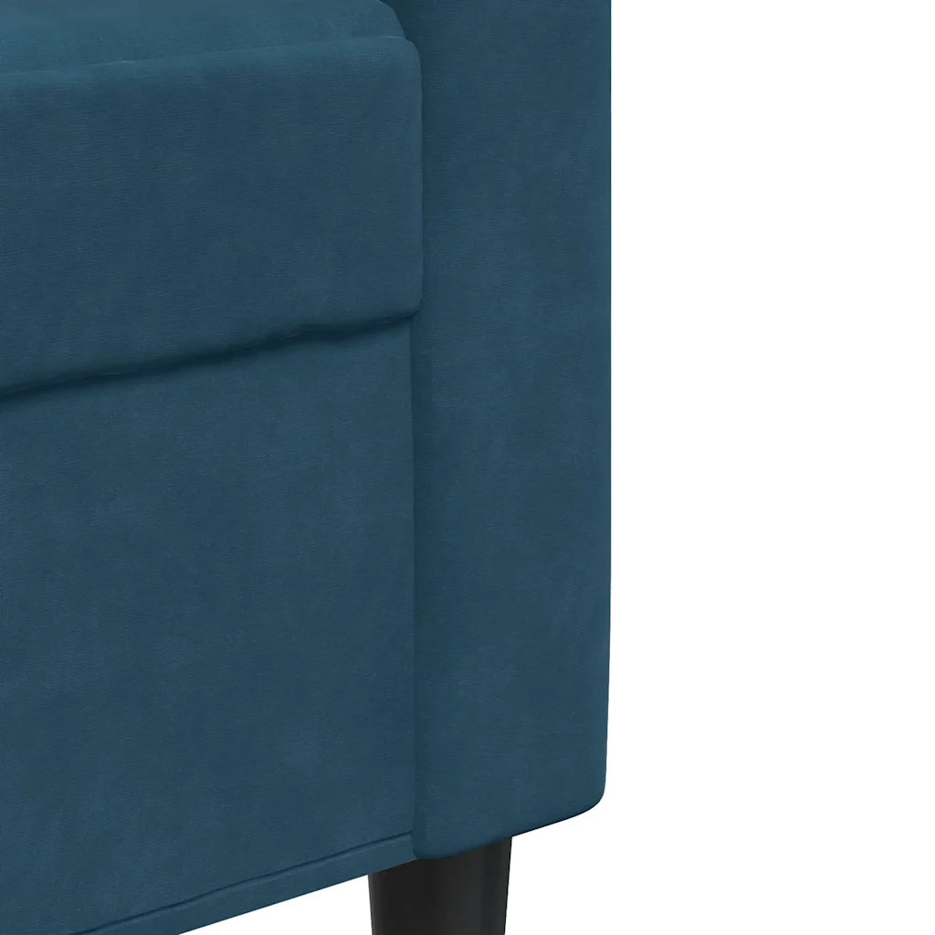 Set di Divani 3 pz con Cuscini Blu in Velluto