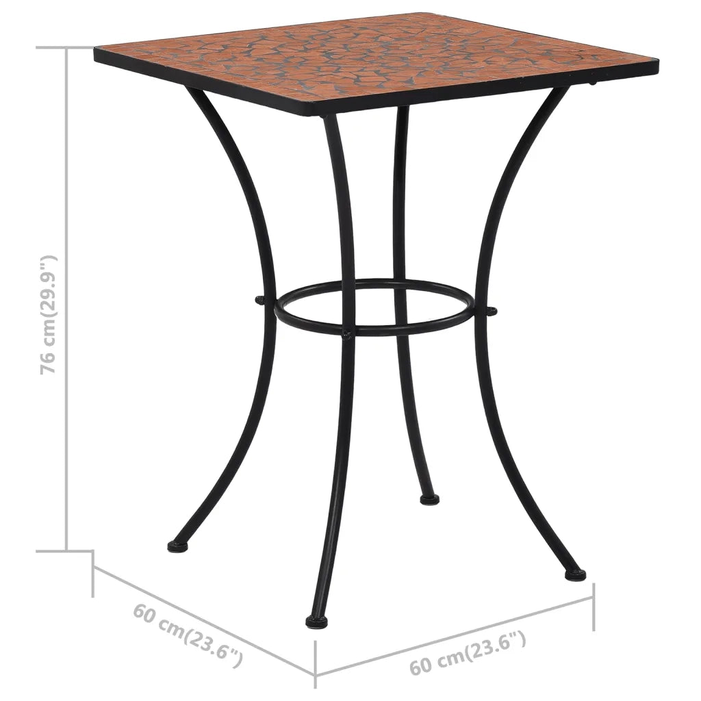 Tavolino da Bistrot con Mosaico Terracotta 60 cm in Ceramica 46705