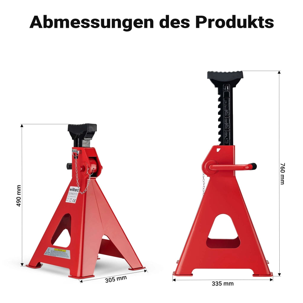 Set di 2 cavalletti auto, cavalletti per carrozzeria, capacità 12 tonnellate/coppia, altezza regolabile 49-75 cm, testa in gomma antiscivolo