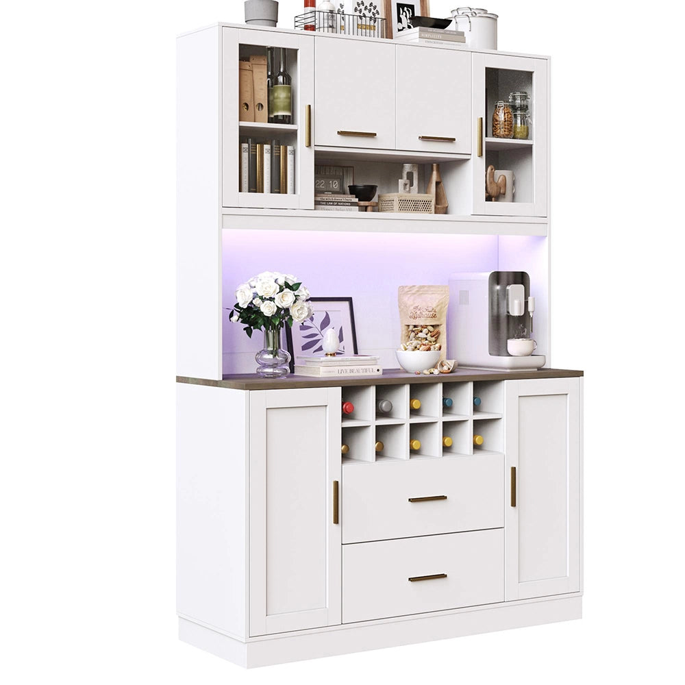 Armadio di cucina con illuminazione LED - Xylo - 120x36,3x180 cm - Nero/Bianco