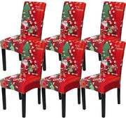 Set di 6 coprisella per sedie da Natale | Coprimaterasso per divano da pranzo con tema di albero di Natale | Coprisella per sedie da protezione per Natale in rosso | Adatto per sala da pranzo, hotel, cucina decorazione di festa