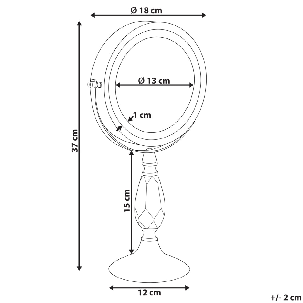 Specchio da tavolo double face per trucco a LED metallo rosa dorato ø 18 cm 1x / 5x