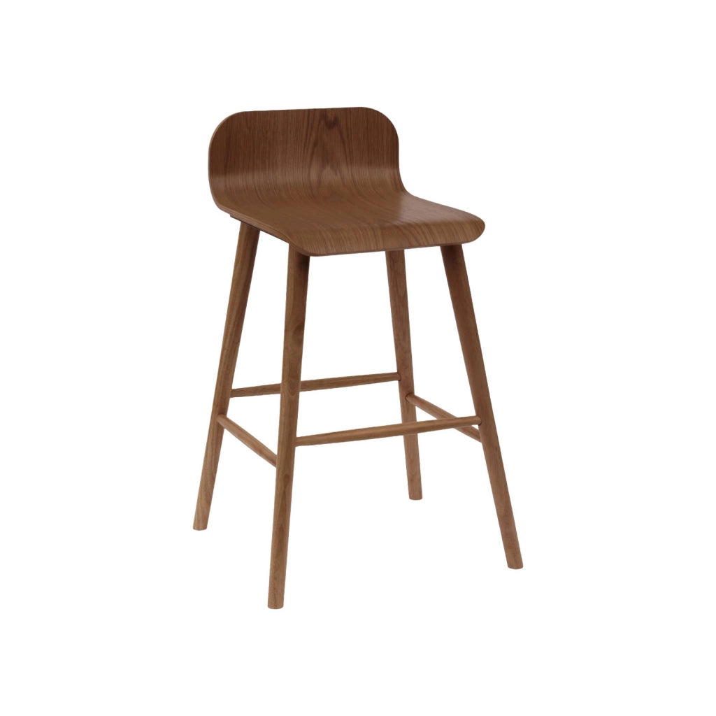 Set 2 sgabelli da bar scandinavo in legno di hevea 67,5 cm, noce