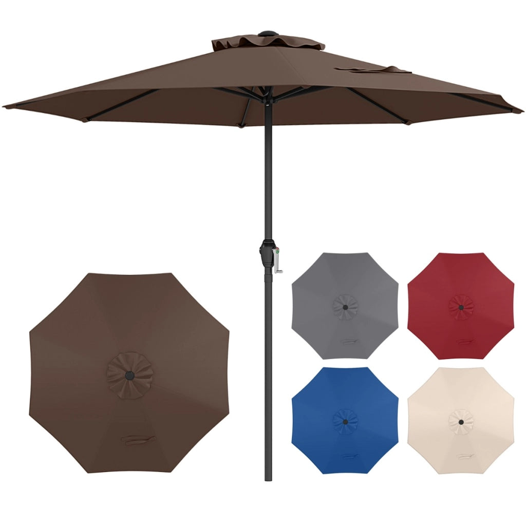 Ombrellone da mercato con manovella da tavolo per giardino, Ombrellone da patio da 250 cm Marrone-Ombrelloni
