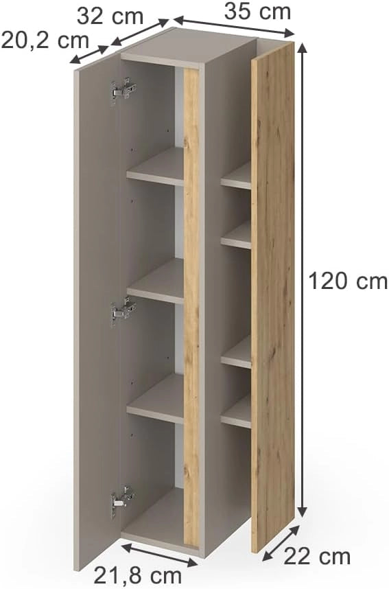 mobile bagno Edelin, Cachemire, 35 x 120 cm con 4 scomparti aperti, a parete per un'installazione flessibile in bagno