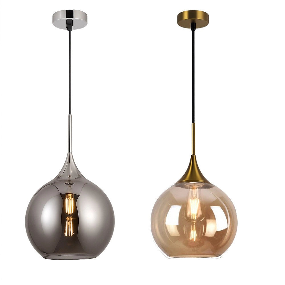 Trade Shop - Lampadario A Sospensione Decorativa In Metallo Con Sfera In Vetro Attacco E27 Ip20 A72 -
