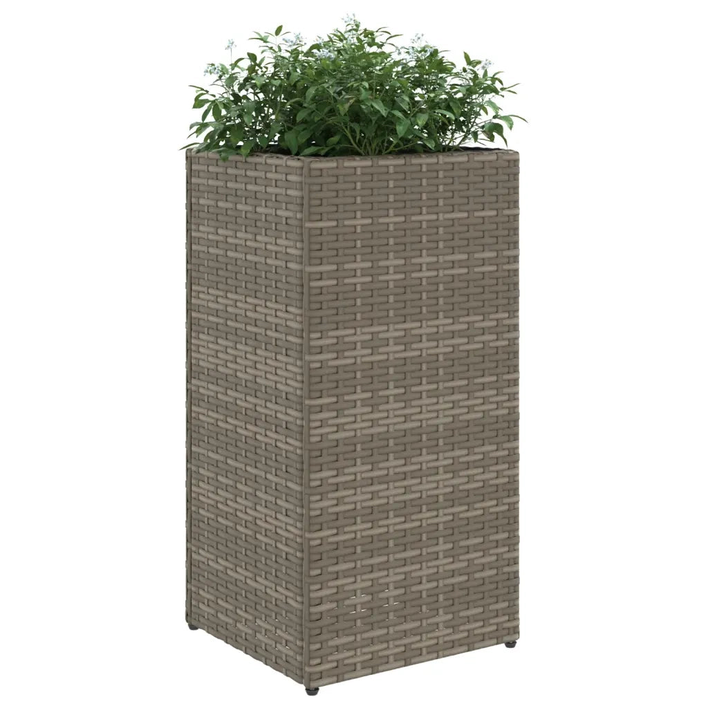 Fioriera da Giardino Grigia 30x30x60 cm in Polyrattan 366412