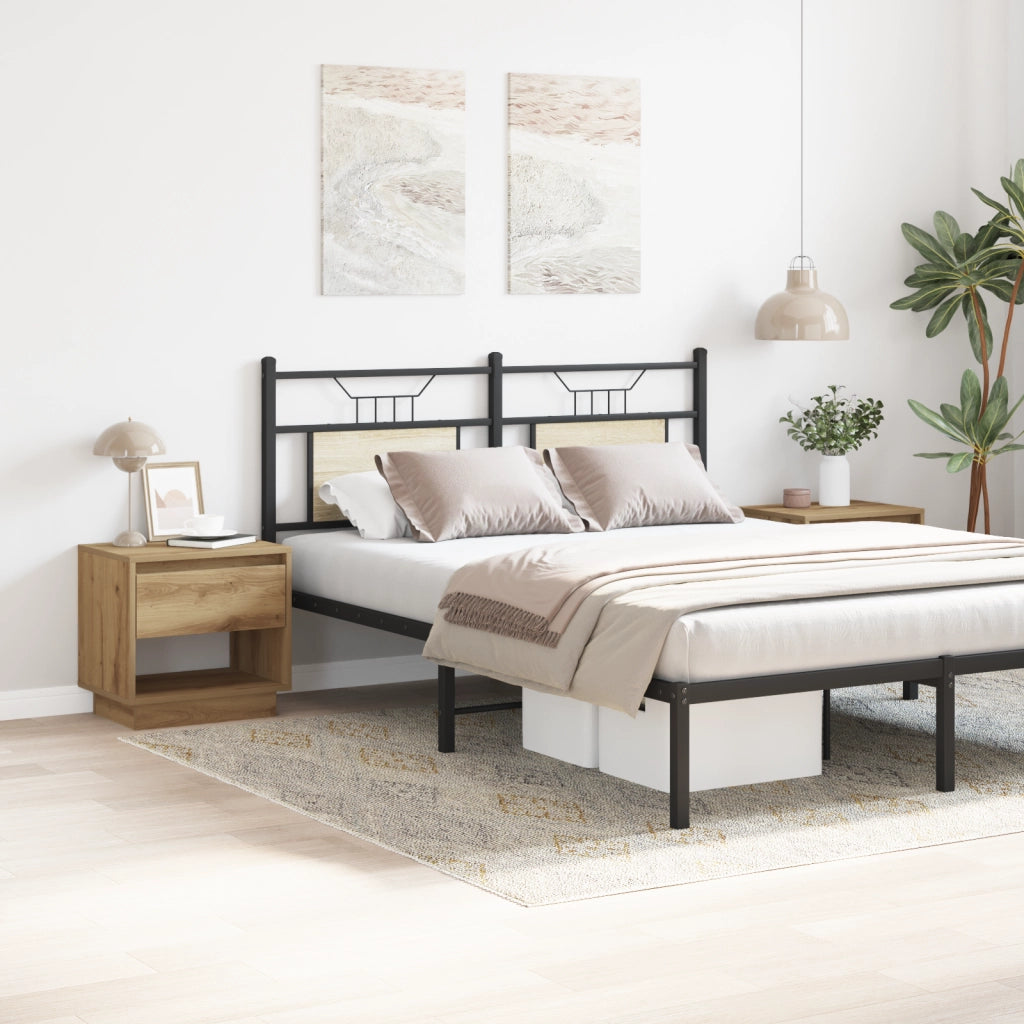 Comodino 2 pz Rovere Artigianale 45x34x47 cm Legno Ingegnerizzato