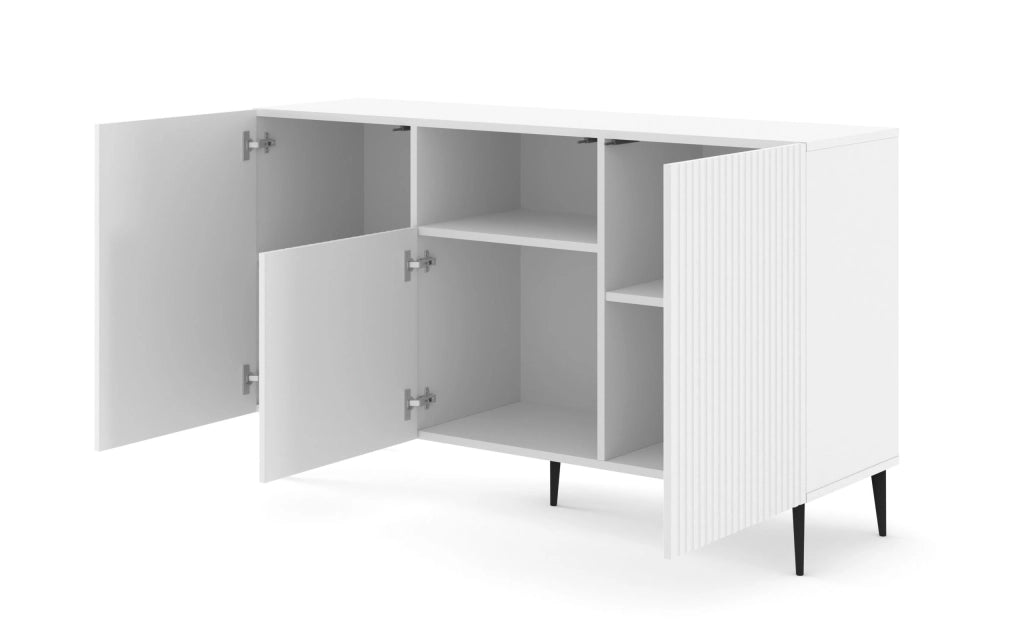 MOBILE IN MDF RIVESTITO IN PB RAVENNA 150 2D1DM BIANCO OPACO GAMBE IN METALLO NERO