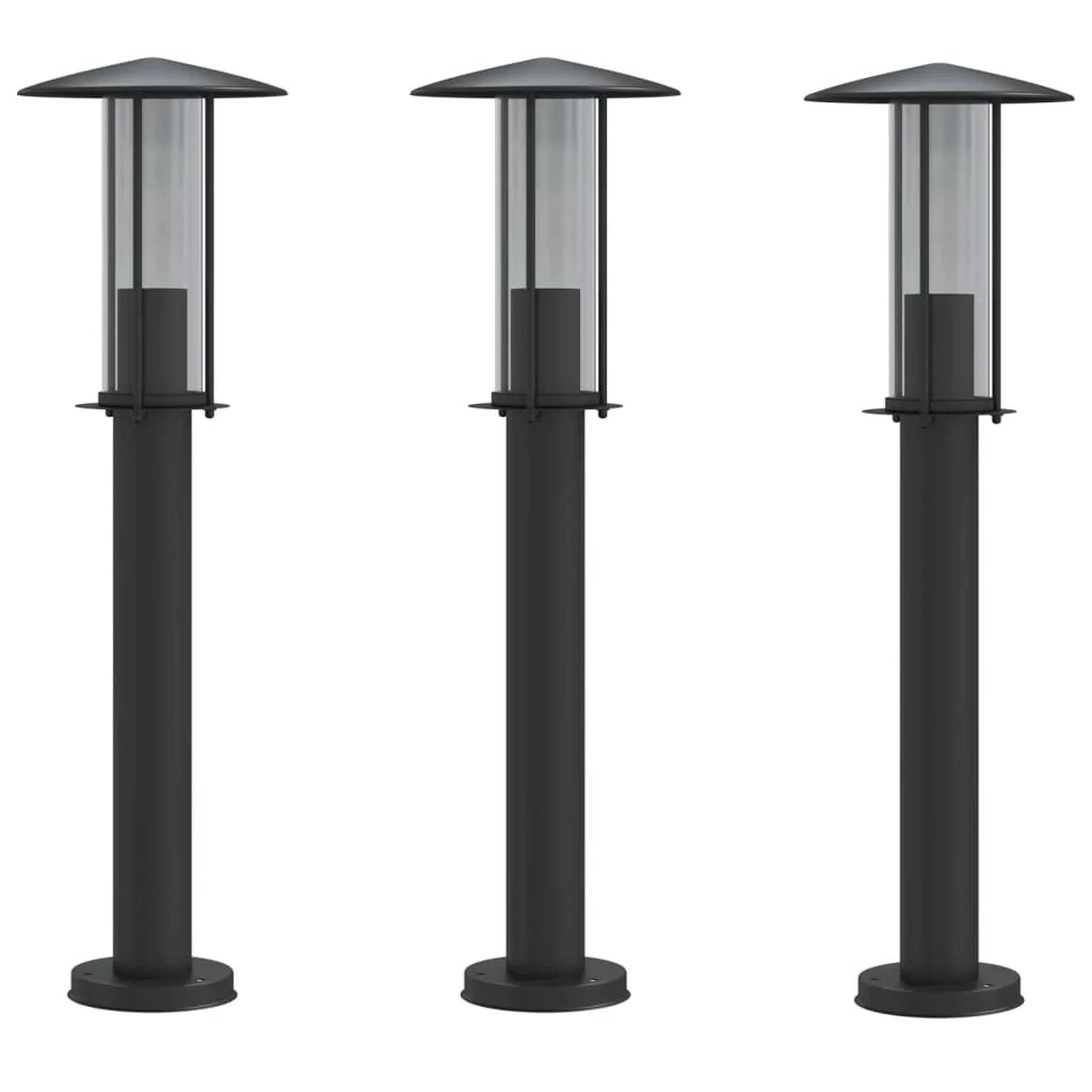Lampade da terra per esterni 3 pezzi 60 cm acciaio inox nero 02_0042551