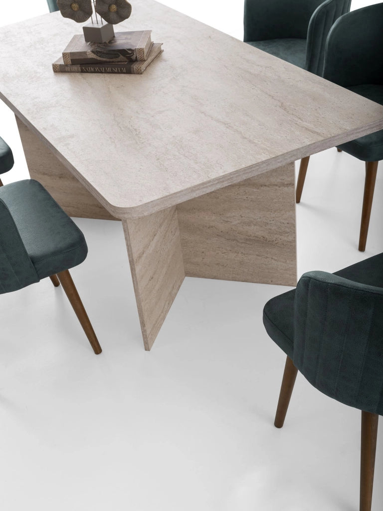 Tavolo da pranzo in legno "Lizzard" 180 x 90 x 77 cm - Travertino