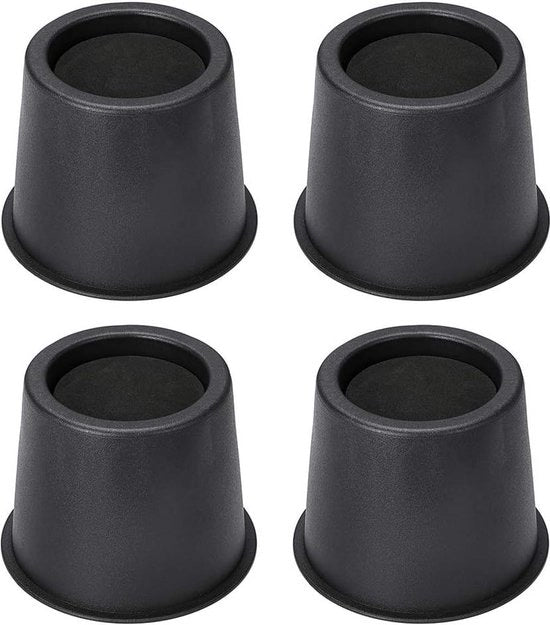 Sostegni per mobili - elevatori per letti e tavoli - sostenibilità - set da 4 - plastica - nero - 75 cm