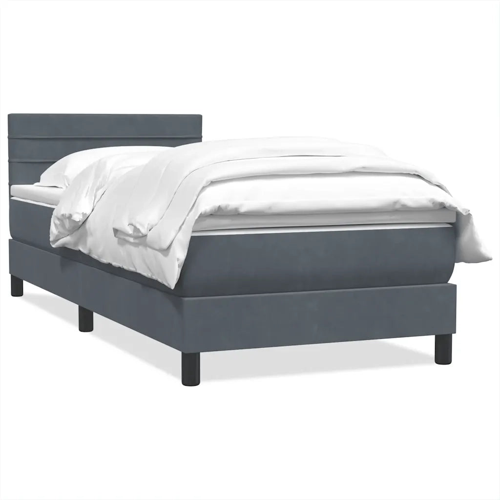 vidaXL Giroletto a Molle con Materasso Grigio Scuro 90x220 cm Velluto