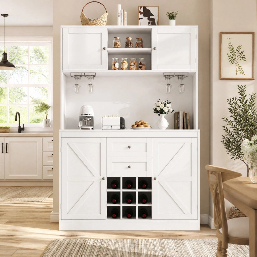 ARMADIO ALTO DA CUCINA 120x40x188 cm Bianco in MDF e metallo