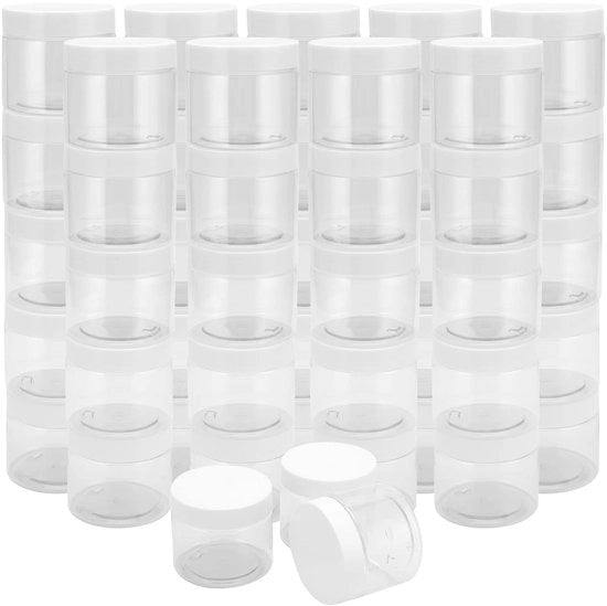Contenitori di plastica 48 pezzi - 120ml - Libero da BPA - Grande apertura - Contenitori di archiviazione - Leggeri - Stivabili - Contenitori di archiviazione