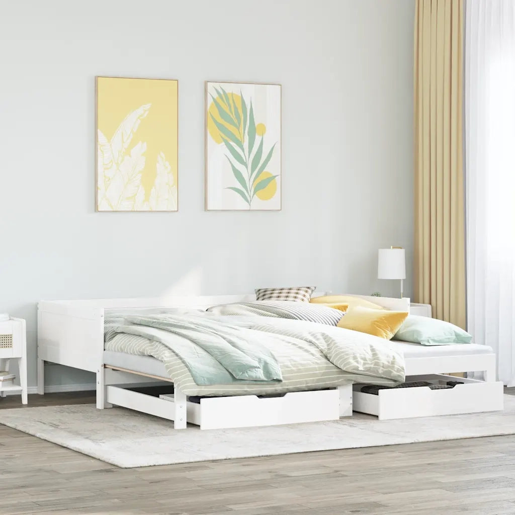 vidaXL Letto Estraibile con Cassetti senza Materasso Bianco 90x190 cm