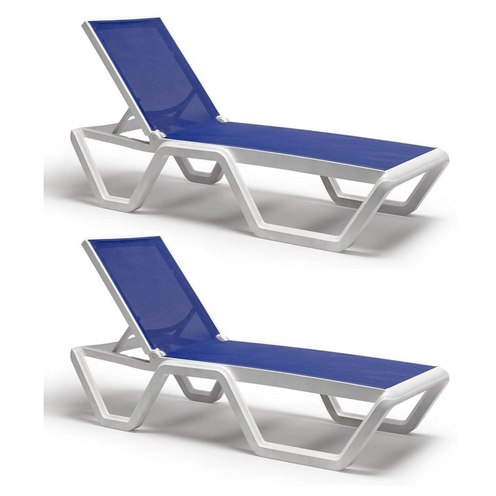 Lettini Prendisole SCAB Vela Blu Set da 2 da Giardino Portatili Reclinabili Terrazzo Piscina
