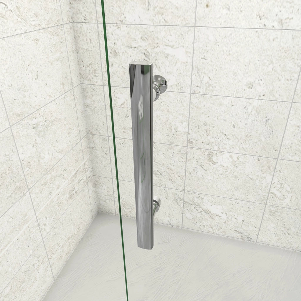 195 cm Box Doccia Walk In Porta Battente 97 cm + Parete Fissa 70 cm Vetro 6mm Anticalcare Barra da 45 cm Cromo Lucido