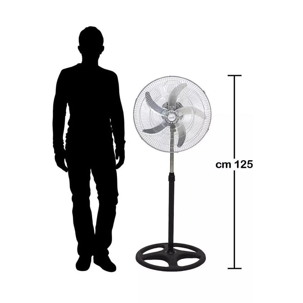 Trade Shop - Ventilatore In Acciaio 65w A Piantana Antiribaltamento Con 5 Pale 3 Velocità 6057001ml -