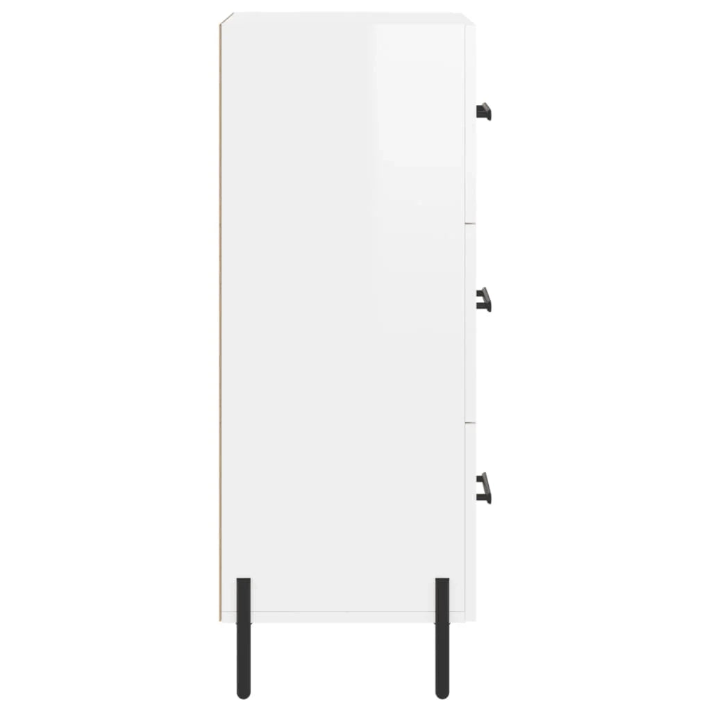Buffet credenza cassettiera mobiletto mobile contenitore organizer per cucina soggiorno finitura lucida 34,5 x 34 x 90 cm legno ingegnerizzato bianco 02_0030627